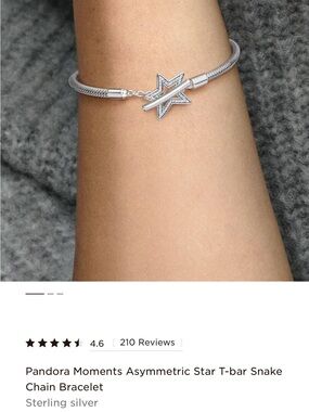 Pandora Sterling Silver Asymmetric Star T-Bar Bracelet - Silver